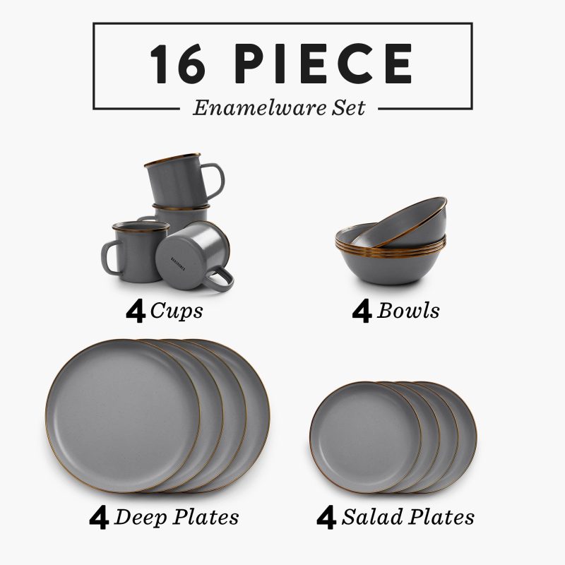Enamelware Dining Collection - Slate Gray - Image 3